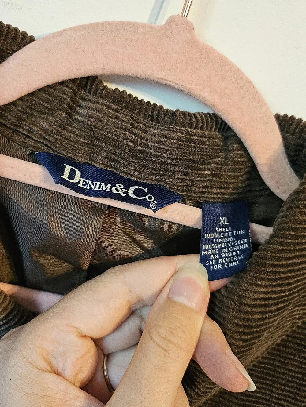 Denim & Co Brown Corduroy Jacket XL